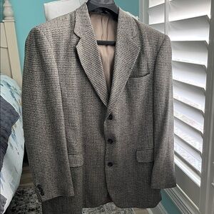 Haggar Men’s City Casuals Classic Vintage Gray Wool Blend Houndstooth Blazer